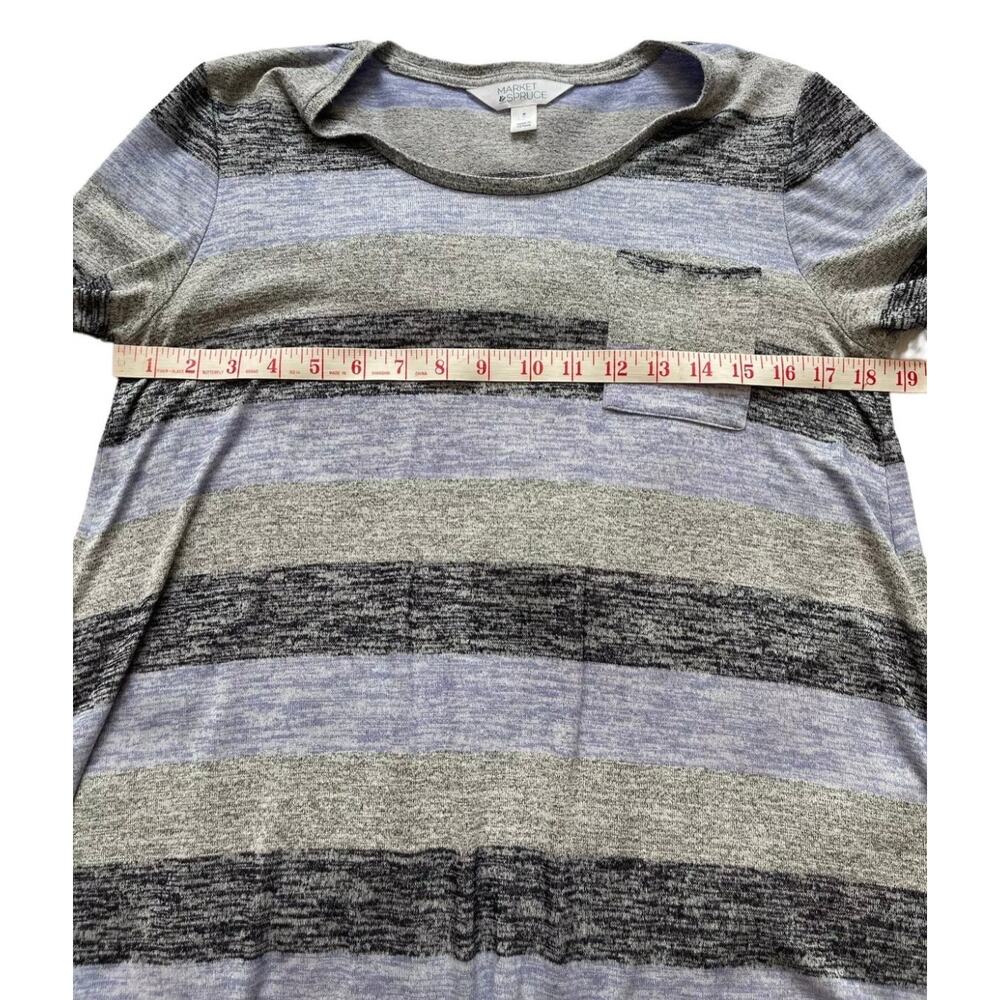 Market & Spruce Vreelan Pocket Stripe Long Sleeve Top Asymmetrical Size Medium - Picture 7 of 12